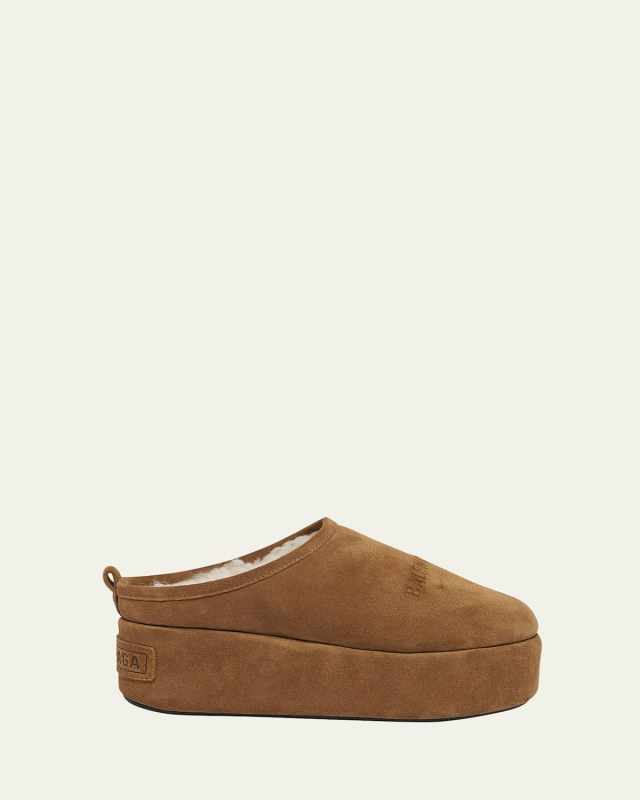 Alaska Suede Faux Shearling Mules